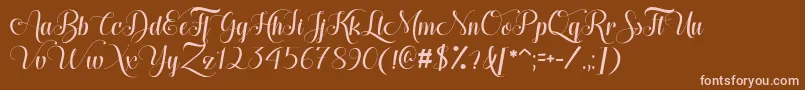 Hugs  Kisses xoxo Demo-Schriftart – Rosa Schriften auf braunem Hintergrund