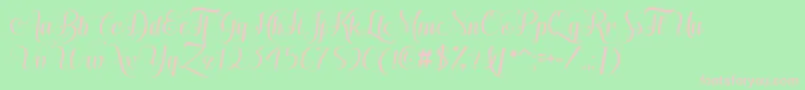 Hugs  Kisses xoxo Demo-Schriftart – Rosa Schriften auf grünem Hintergrund