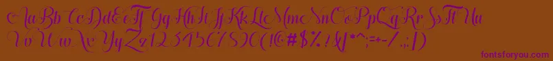Hugs  Kisses xoxo Demo Font – Purple Fonts on Brown Background