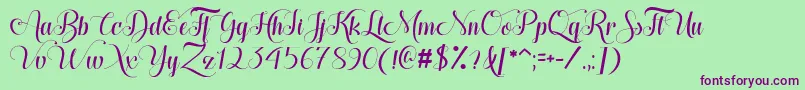 Hugs  Kisses xoxo Demo Font – Purple Fonts on Green Background