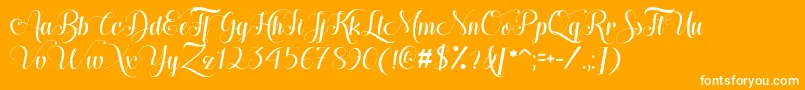 Hugs  Kisses xoxo Demo-Schriftart – Weiße Schriften auf orangefarbenem Hintergrund