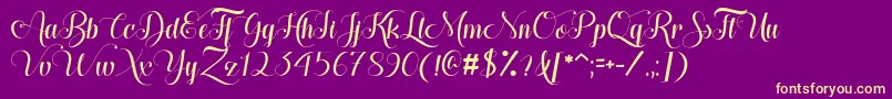 Hugs  Kisses xoxo Demo Font – Yellow Fonts on Purple Background