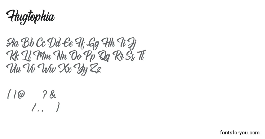 Schriftart Hugtophia – Alphabet, Zahlen, spezielle Symbole