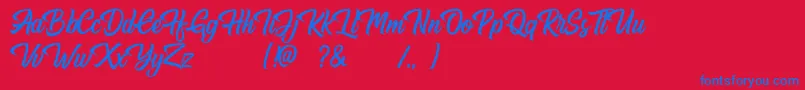 Hugtophia Font – Blue Fonts on Red Background