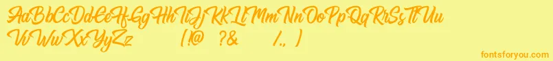 Hugtophia Font – Orange Fonts on Yellow Background