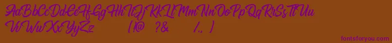 Hugtophia-Schriftart – Violette Schriften auf braunem Hintergrund