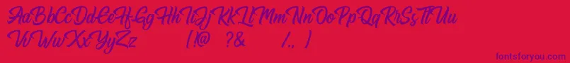 Fonte Hugtophia – fontes roxas em um fundo vermelho