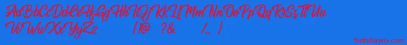 Hugtophia Font – Red Fonts on Blue Background