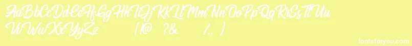 Hugtophia Font – White Fonts on Yellow Background