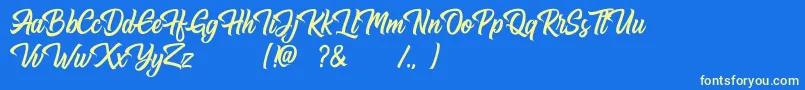 Hugtophia Font – Yellow Fonts on Blue Background