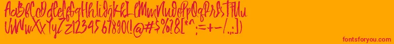 フォントHUIBOLed – オレンジの背景に赤い文字