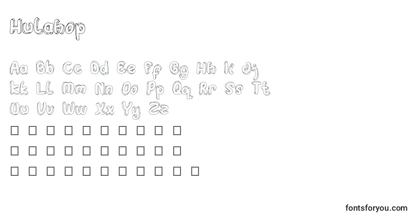 Hulahop-fontti – aakkoset, numerot, erikoismerkit