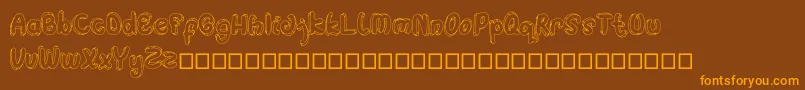 Hulahop-Schriftart – Orangefarbene Schriften auf braunem Hintergrund