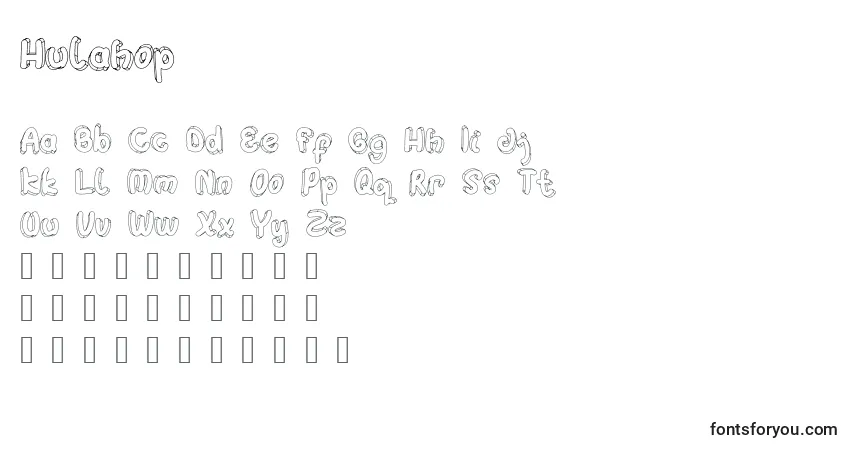 Schriftart Hulahop (129966) – Alphabet, Zahlen, spezielle Symbole