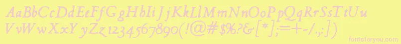 Hultog Italic Font – Pink Fonts on Yellow Background