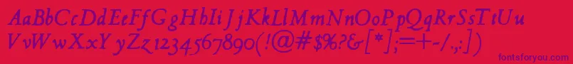 Hultog Italic Font – Purple Fonts on Red Background
