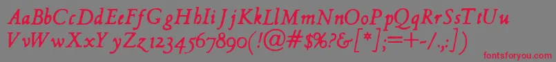 Hultog Italic Font – Red Fonts on Gray Background