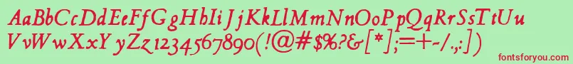 Hultog Italic Font – Red Fonts on Green Background