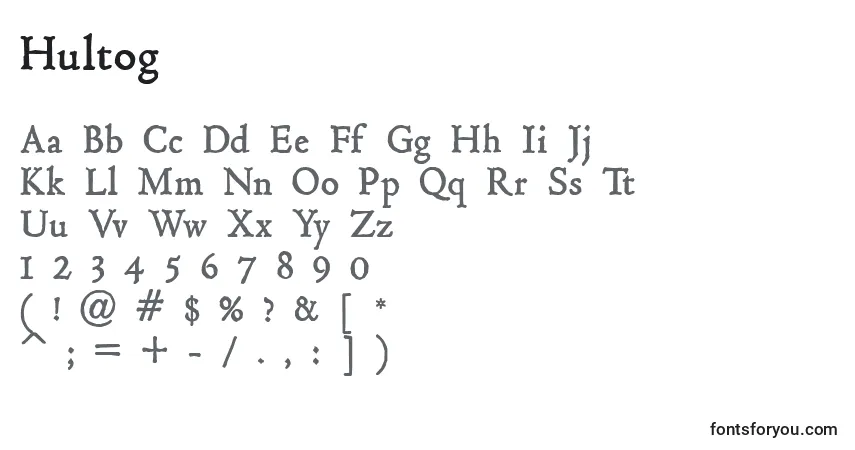 A fonte Hultog (129968) – alfabeto, números, caracteres especiais