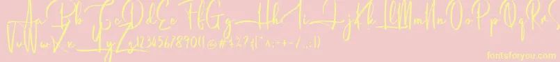 Humaira demo-Schriftart – Gelbe Schriften auf rosa Hintergrund