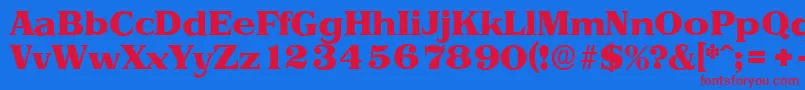 PriamosserialHeavyRegular Font – Red Fonts on Blue Background