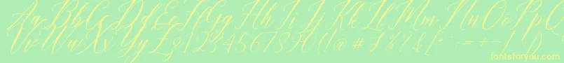 Humairah Script Font – Yellow Fonts on Green Background