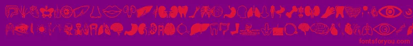 Human Anatomy-Schriftart – Rote Schriften auf violettem Hintergrund