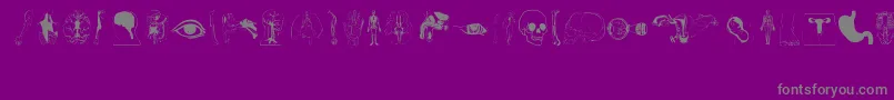 Saiba mais sobre a fonte Human Body Parts Fonte Human Body Parts – fontes cinzas em um fundo violeta