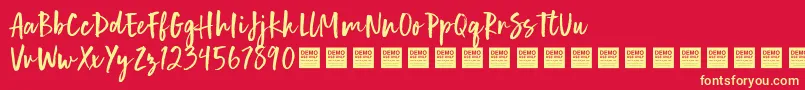 Czcionka Human Nature   Demo – żółte czcionki na czerwonym tle
