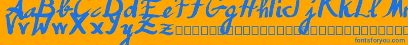 Humana Font – Blue Fonts on Orange Background