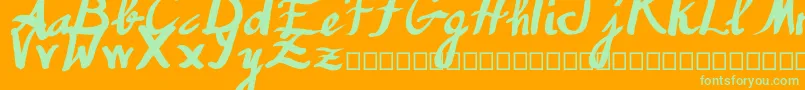 Humana Font – Green Fonts on Orange Background