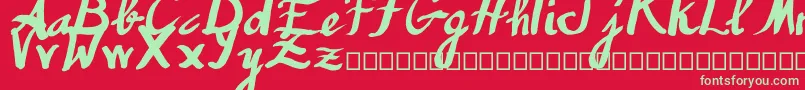 Fonte Humana – fontes verdes em um fundo vermelho