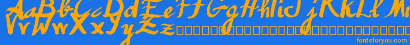 Humana Font – Orange Fonts on Blue Background