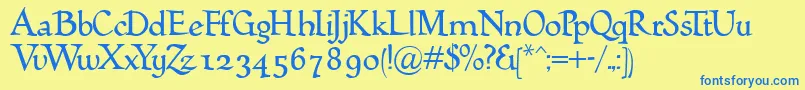 Humana Font – Blue Fonts on Yellow Background