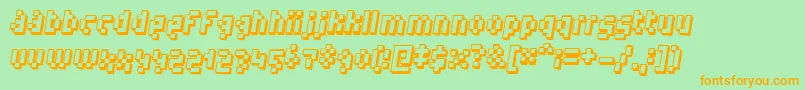 humanoid-Schriftart – Orangefarbene Schriften auf grünem Hintergrund