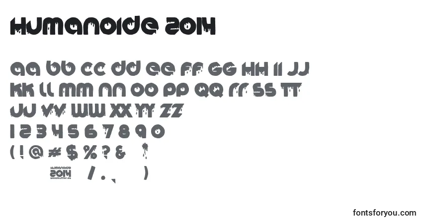 Schriftart Humanoide 2014 – Alphabet, Zahlen, spezielle Symbole