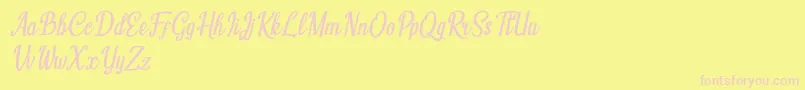 Humble Cafe Italic-fontti – vaaleanpunaiset fontit keltaisella taustalla