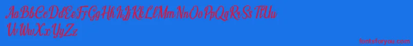 Humble Cafe Italic-Schriftart – Rote Schriften auf blauem Hintergrund