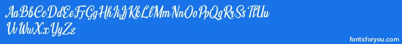 Шрифт Humble Cafe Italic – белые шрифты на синем фоне