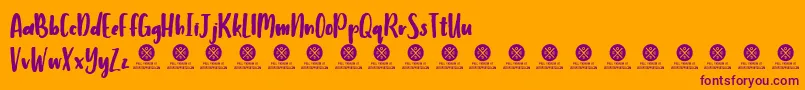 Humbley Script Demo Font – Purple Fonts on Orange Background