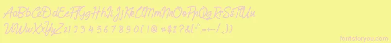 Humienly Font – Pink Fonts on Yellow Background