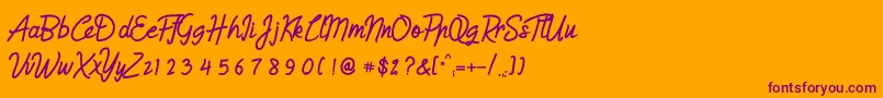 Humienly Font – Purple Fonts on Orange Background