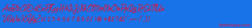 Humienly Font – Red Fonts on Blue Background