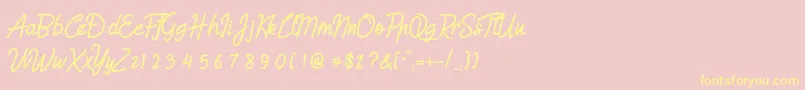 Humienly Font – Yellow Fonts on Pink Background