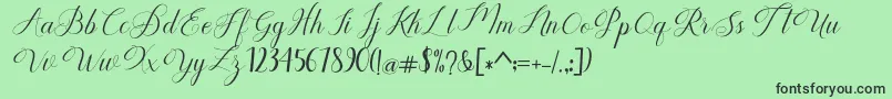 フォントHumilde regular – 緑の背景に黒い文字