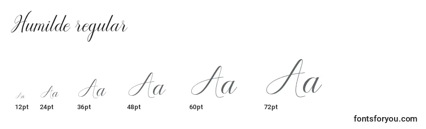Humilde regular Font Sizes