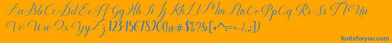 Humilde regular-Schriftart – Blaue Schriften auf orangefarbenem Hintergrund