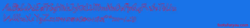 hummer outline-Schriftart – Rote Schriften auf blauem Hintergrund