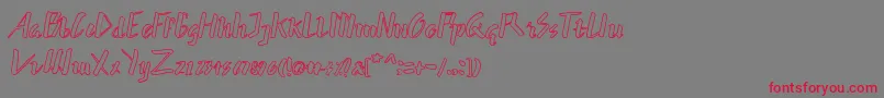 フォントhummer outline – 赤い文字の灰色の背景