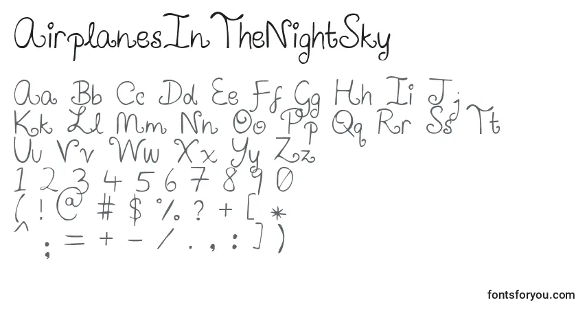 Schriftart AirplanesInTheNightSky – Alphabet, Zahlen, spezielle Symbole